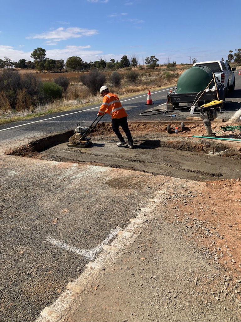 MCM Services worker compacting on a regional Victorian road